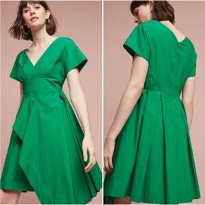 Anthropologie Green Asymmetrical Dress